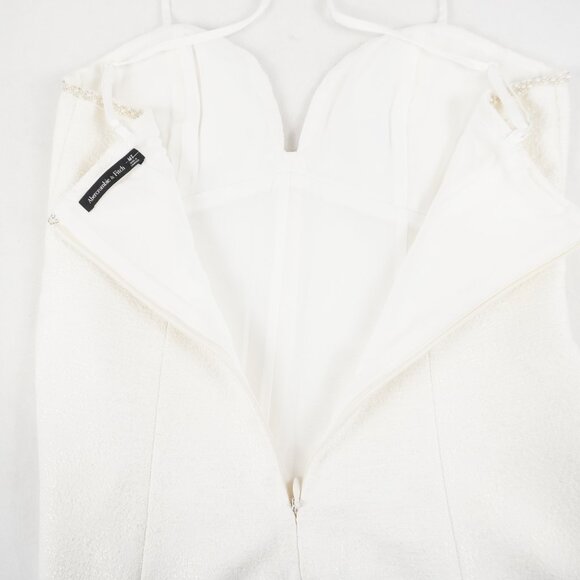 Abercrombie & Fitch Faux Pearl Trim Mini Dress in White Size Medium Tall - NWT - Picture 6 of 9